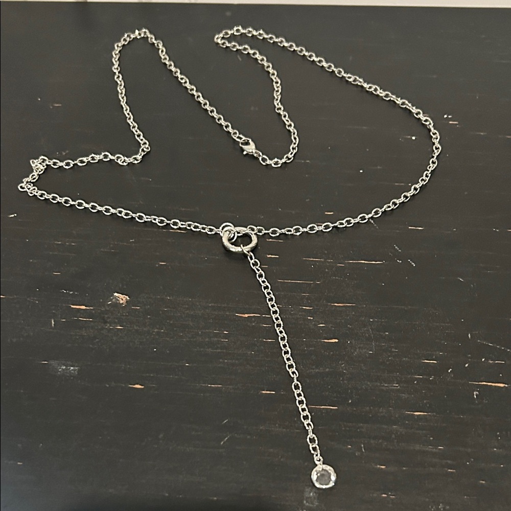 Elegant Silver Necklace with Crystal Pendant